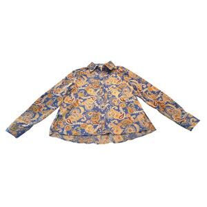 M1-38 MILEY + MOLLY Women's Collared Button Down Top Paisley Motif S